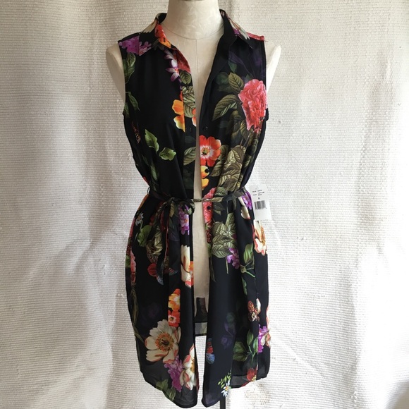 Alexia Admor Sleeveless Dark Floral Shirtdress - Picture 3 of 8